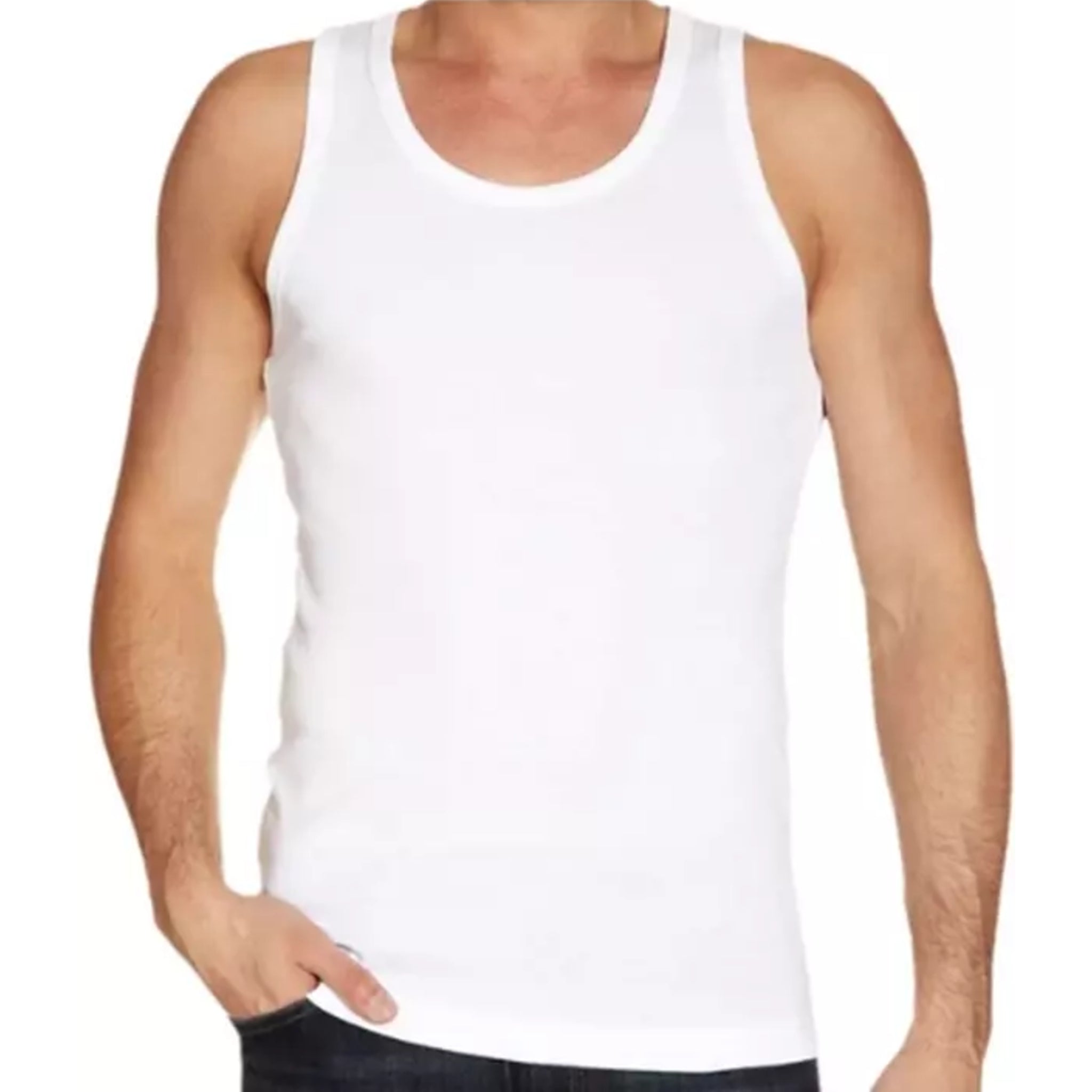 Men's white sleeveless vest, lightweight breathable cotton tank top for gym, sports and casual wear